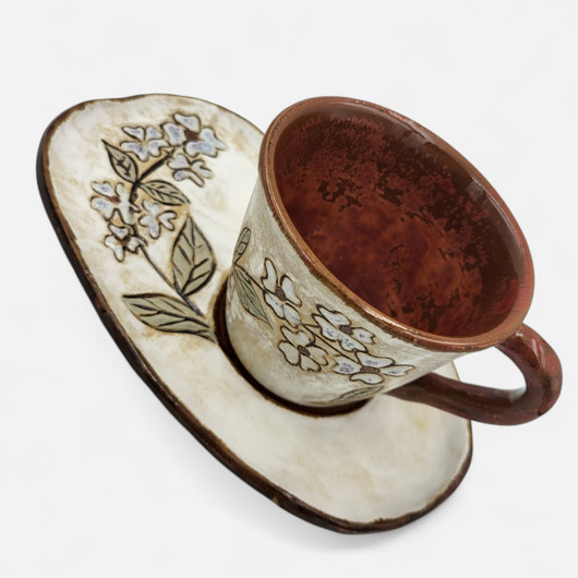 kubki Kwietna filiżanka z podstawkiem