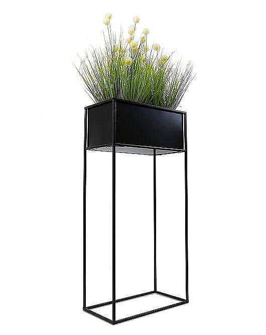kwietniki Kwietnik Metalowy ze Skrzynią 90x44 cm Czarny