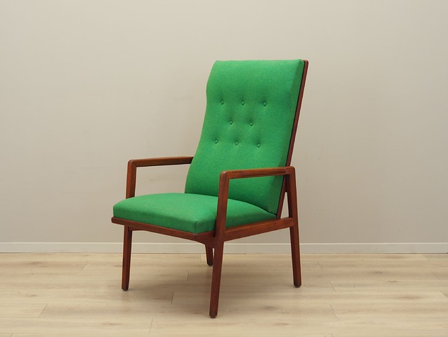 fotele Fotel tekowy zielony, duński design, lata 70, produkcja: Dania