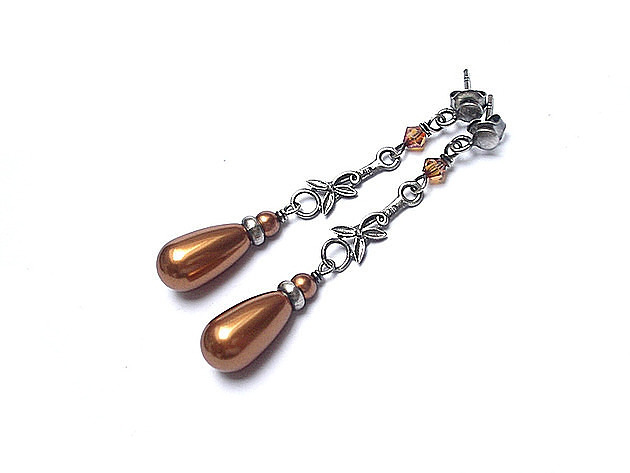 Kolczyki Copper  pearls  Katia i krokodyl