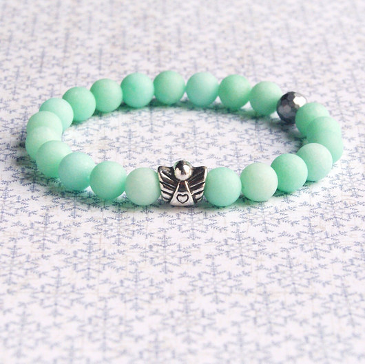 bransoletki z kamieni naturalnych aniołek :: jadeit miętowy :: na prezent ;-)