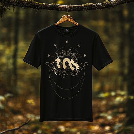 t-shirty męskie Koszulka - Alchemia Symboli, Taniec węży, Gwiezdny ornament #19