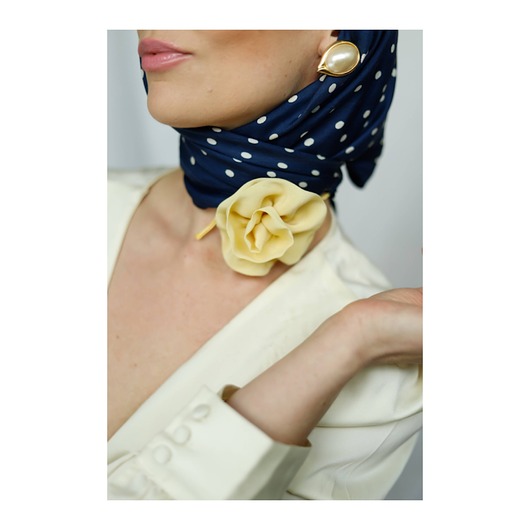chokery Żółty  choker z jedwabiu