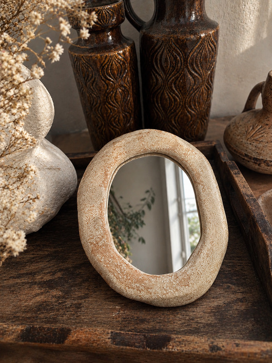 Ozdoby na ścianę Lustro boho w ceramicznej ramce