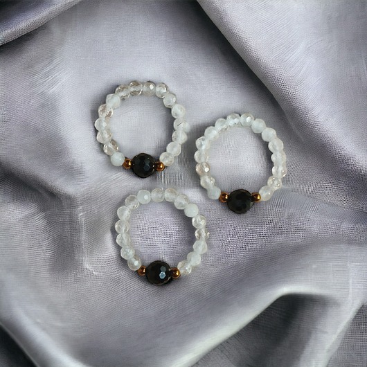 pierścionki elastyczne Pierścionek : turmalin, kryształ górski