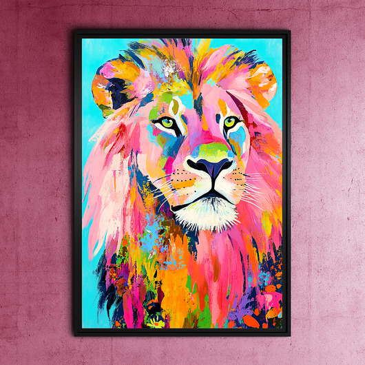 plakaty Lew w kolorach - grafika na plakacie