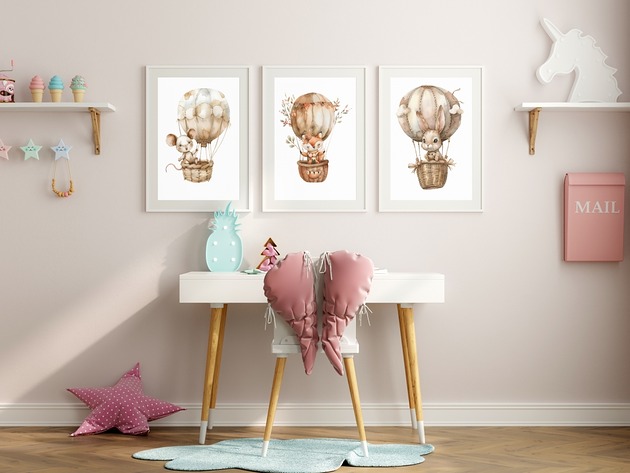 plakaty Plakaty Zwierzęta, Balony, Boho, Plakaty Na Ścianę Dla Dzieci 3 szt