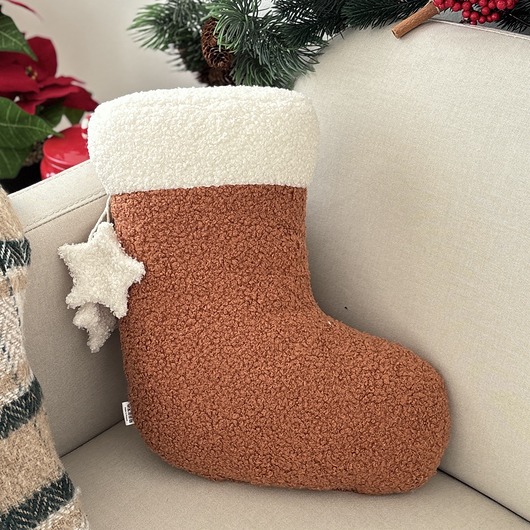 dekoracje świąteczne Poduszka Świąteczna Skarpeta Ruda Boucle