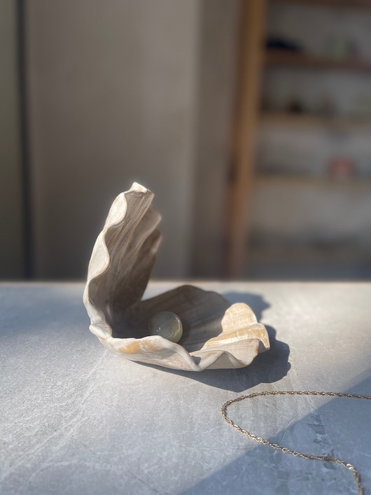 pojemniki na biżuterię Ceramiczna Muszla Muszelka Skarbiec z Perłą na Biżuterię Beżowa Nude