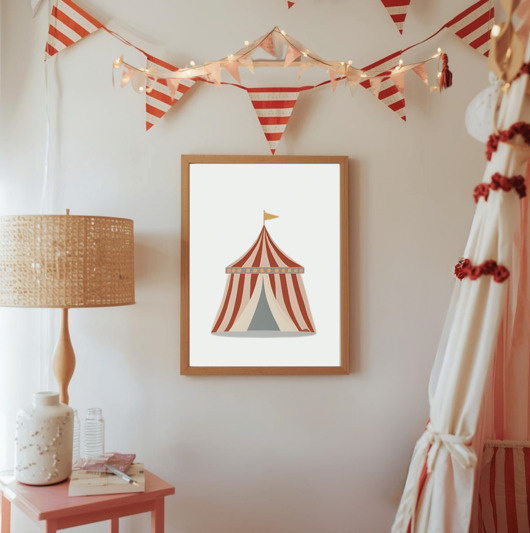 obrazy i plakaty do pokoju dziecięcego Plakat do pokoju dziecka Cyrk ilustracja pastelowa