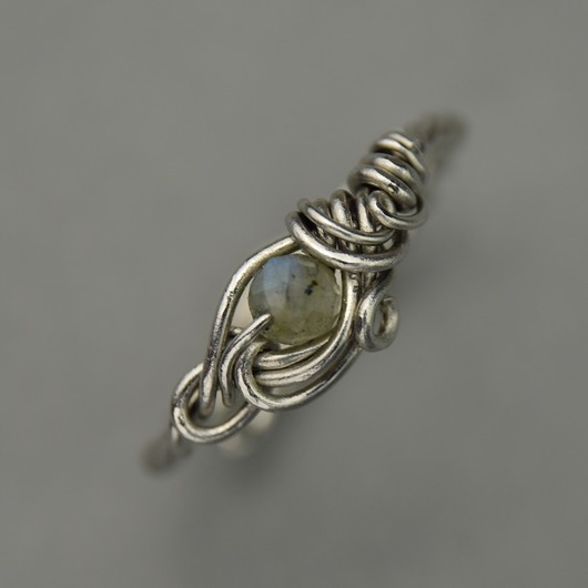 pierścionki - różne Pierścionek regulowany labradoryt wire wrapping