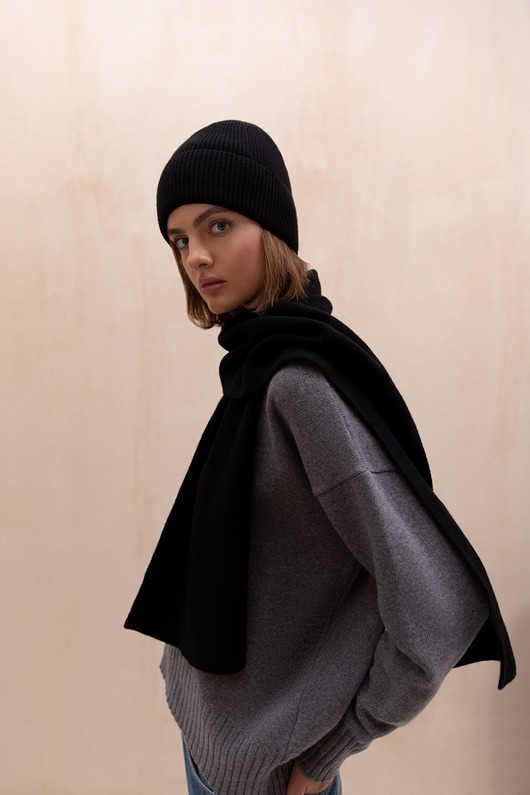 szale damskie Szalik Merino&cashmere czarny