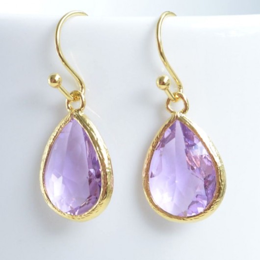 lavender teardrops in gold Made by Magda