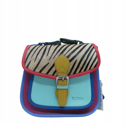 torby na ramię Torebka damska kolorowa skórzana skóra naturalna rączka pasek OLIVKA