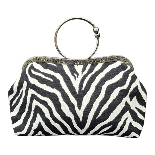 torebki do ręki Amanda- torebka z biglem ,retro zebra biała