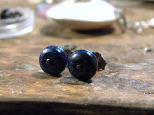kolczyki wire wrapping lapislazzuli