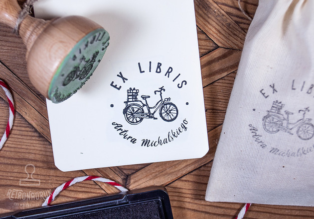 zakładki do książek Stempel Exlibris, rower - zestaw prezentowy