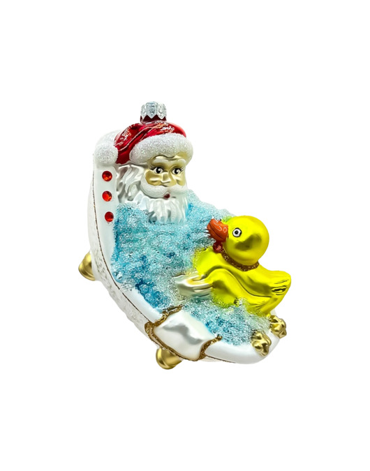 ozdoby choinkowe Bombka choinkowa: Święty Mikołaj w wannie z kaczuszką