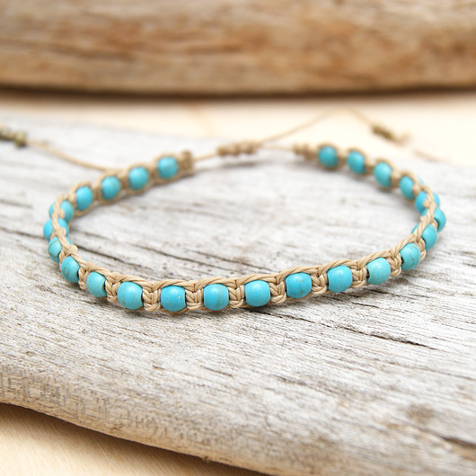 bransoletki z kamieni naturalnych Bransoletka boho !!! Route beads - turkus