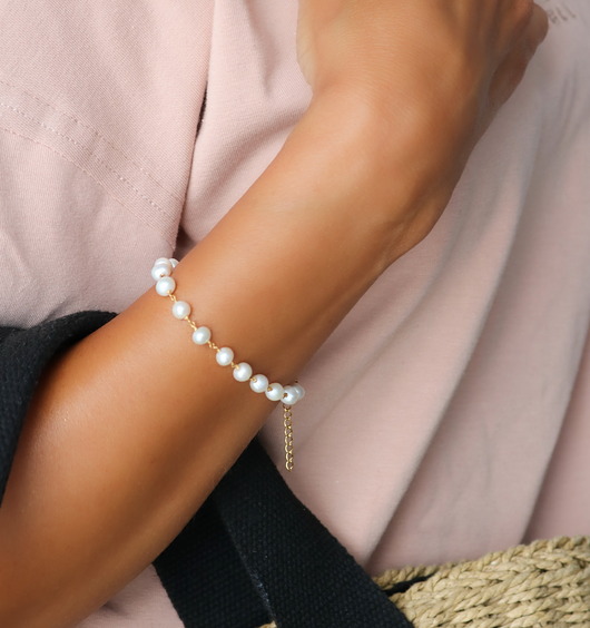 bransoletki złote Bransoletka perły naturalne słodkowodne - srebro 925 pozłacane