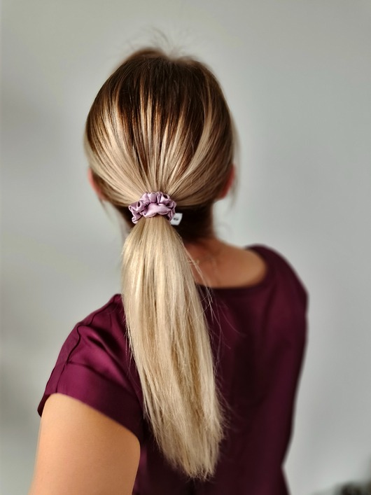 gumki do włosów Gumka jedwabna, scrunchie, frotka lavender pink MINI