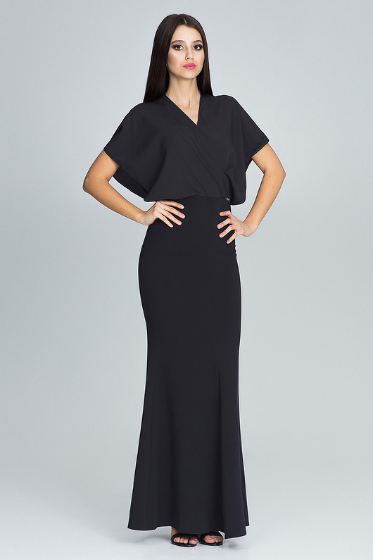 sukienki maxi damskie Elegancka sukienka maxi z krótkim rękawem - M577