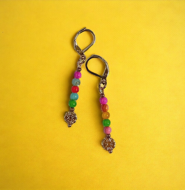 kolczyki z kamieniami Kolczyki : summer collection  : kolorowa muszla, kwiatuszki