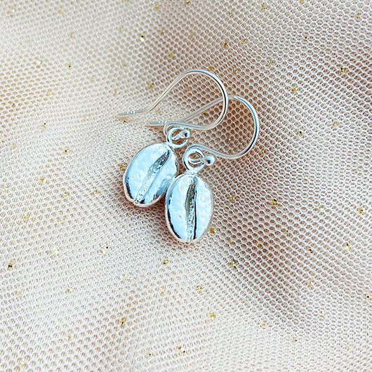 kolczyki pozłacane Kolczyki z  kawą, biżuteria z kawą, srebro 925