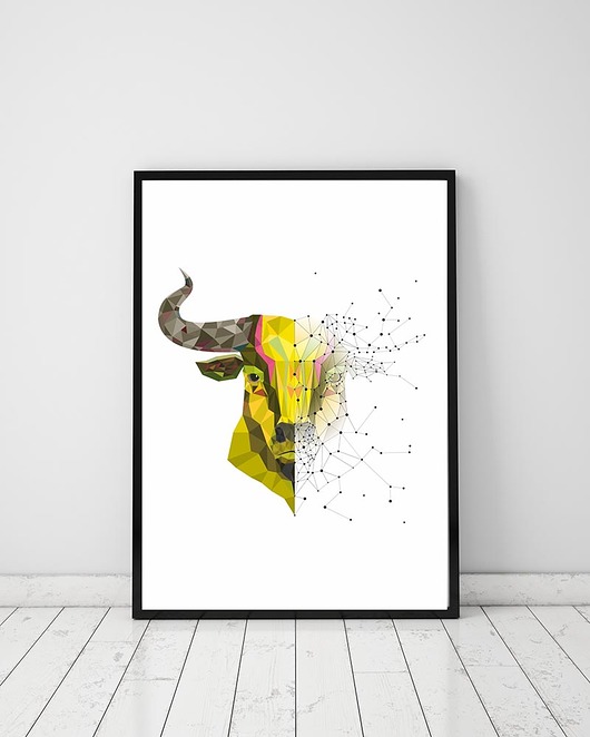 plakat. majestatyczny byk (format A3) Love Life and Forest