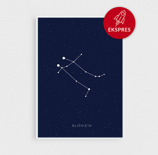 plakaty Plakat EKSPRES - Bliźnięta - znak zodiaku - granat