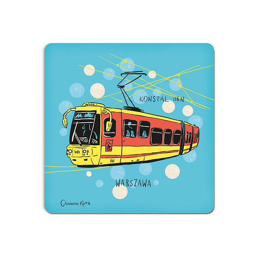 podkładki do kuchni Podkładka pod kubek Warszawa Tramwaj Konstal 116N