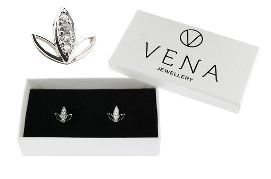 Srebrne kolczyki kwiat lotosu z cyrkoniami VENA Jewellery