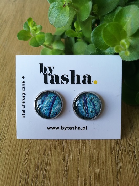 kolczyki szklane KOLCZYKI WKRĘTKI SZKLANE UNIQUE  14mm/14