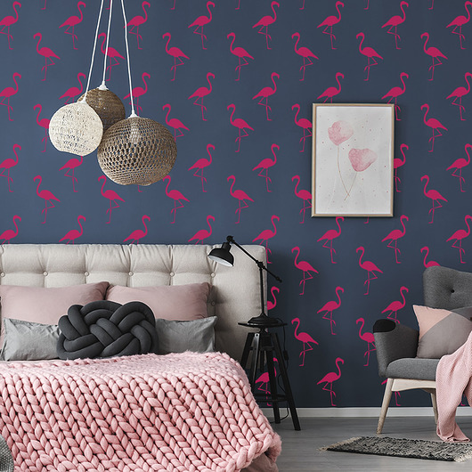 tapety i naklejki ścienne Powtarzalny szablon malarski /FLAMINGOS