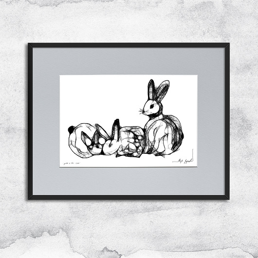 ozdoby wielkanocne Grafika z ramą - nr 152 - zajączki