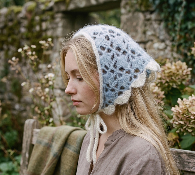 apaszki Lekka chusta z moheru i jedwabiu błękitna