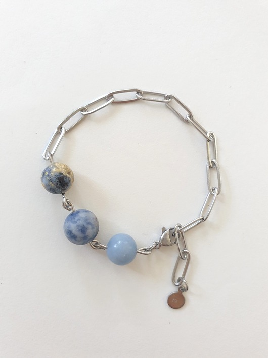 bransoletki z kamieni naturalnych Bransoletka FANABERIA angelit, jaspis niebieski, jaspis oceaniczny