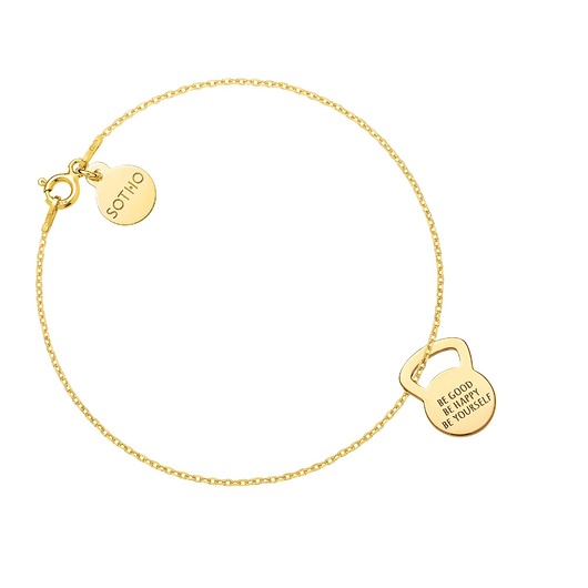 bransoletki srebrne Złota bransoletka kettlebell BE GOOD BE HAPPY BE YOURSELF
