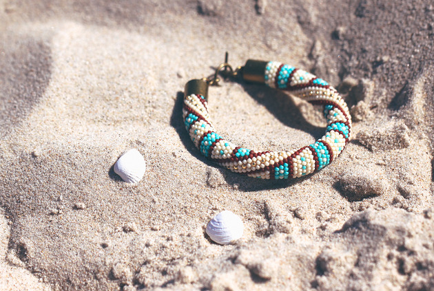 bransoletki ze szkła Bransoletka koralikowa Turquesa Signorina