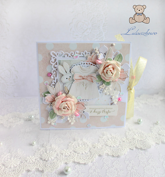 kartki, zaproszenia na chrzest Kartka 3D chrzest z sukieneczką