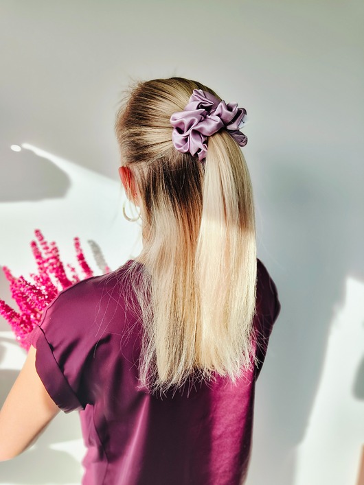 gumki do włosów Gumka jedwabna, scrunchie, frotka lavender pink MAXI