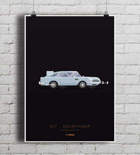 007 Goldfinger - Aston Martin - plakat A4 minimalmill
