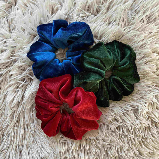 Zestaw 3 gumek do włosów Green,Cranberry i Blue Nandi