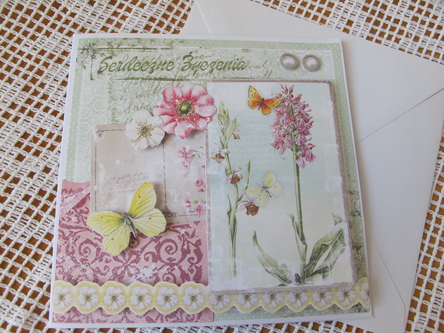 kartki scrapbooking Serdeczne życzenia