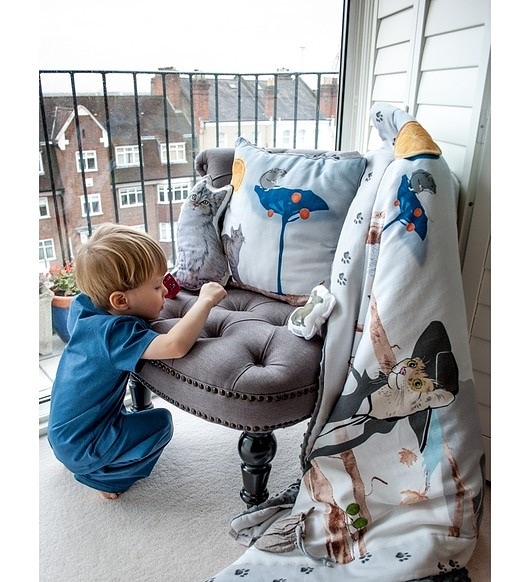 Kocyk Przedszkolaka Kot 110x130cm  welur bawełna Blanket Story