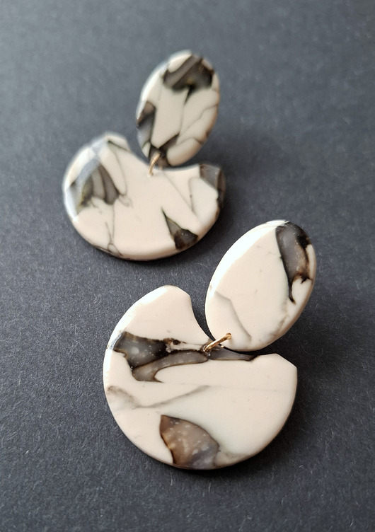 kolczyki z masy plastycznej Kolczyki marmurowe no1