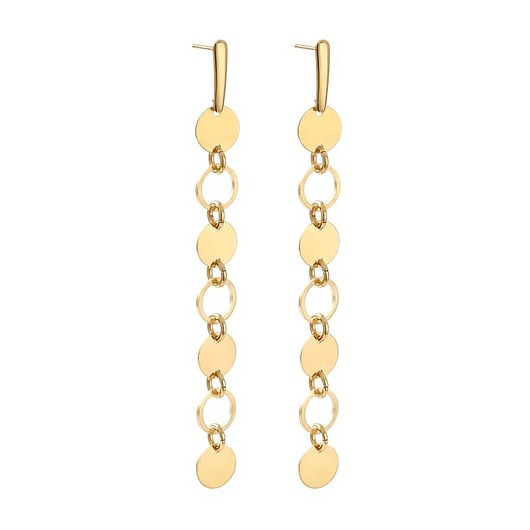 kolczyki pozłacane Długie kolczyki pozłacane z połączonych kół