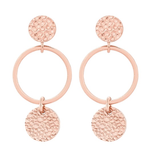 kolczyki srebrne Kolczyki koła z chropowatymi kółeczkami z różowego złota