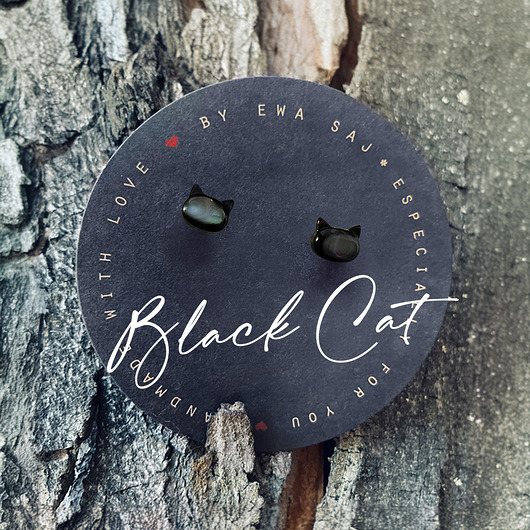 kolczyki szklane Black Cat - kolczyki z masy perłowej