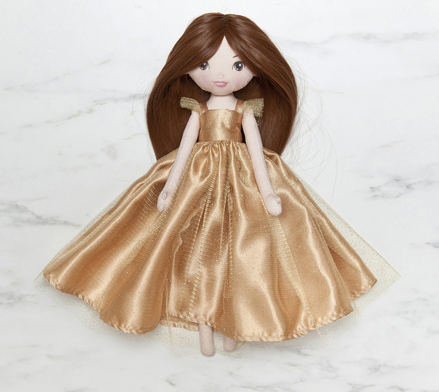 Lalka księżniczka w złotej sukni balowej MaFee Dolls